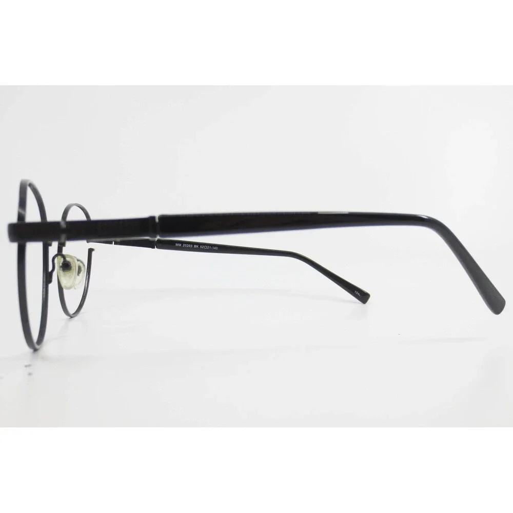 MM 20203 BK Round Matte Black Metal Eyeglass Frames 52-21-140 Mens Womens